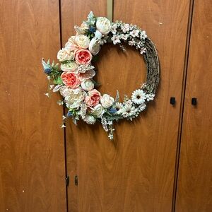 Floral Wreath with Pink and White Flowers